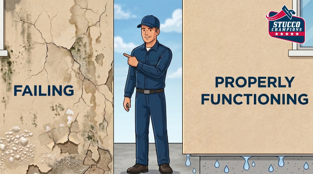 Failing vs Properly Functioning Weep Screed