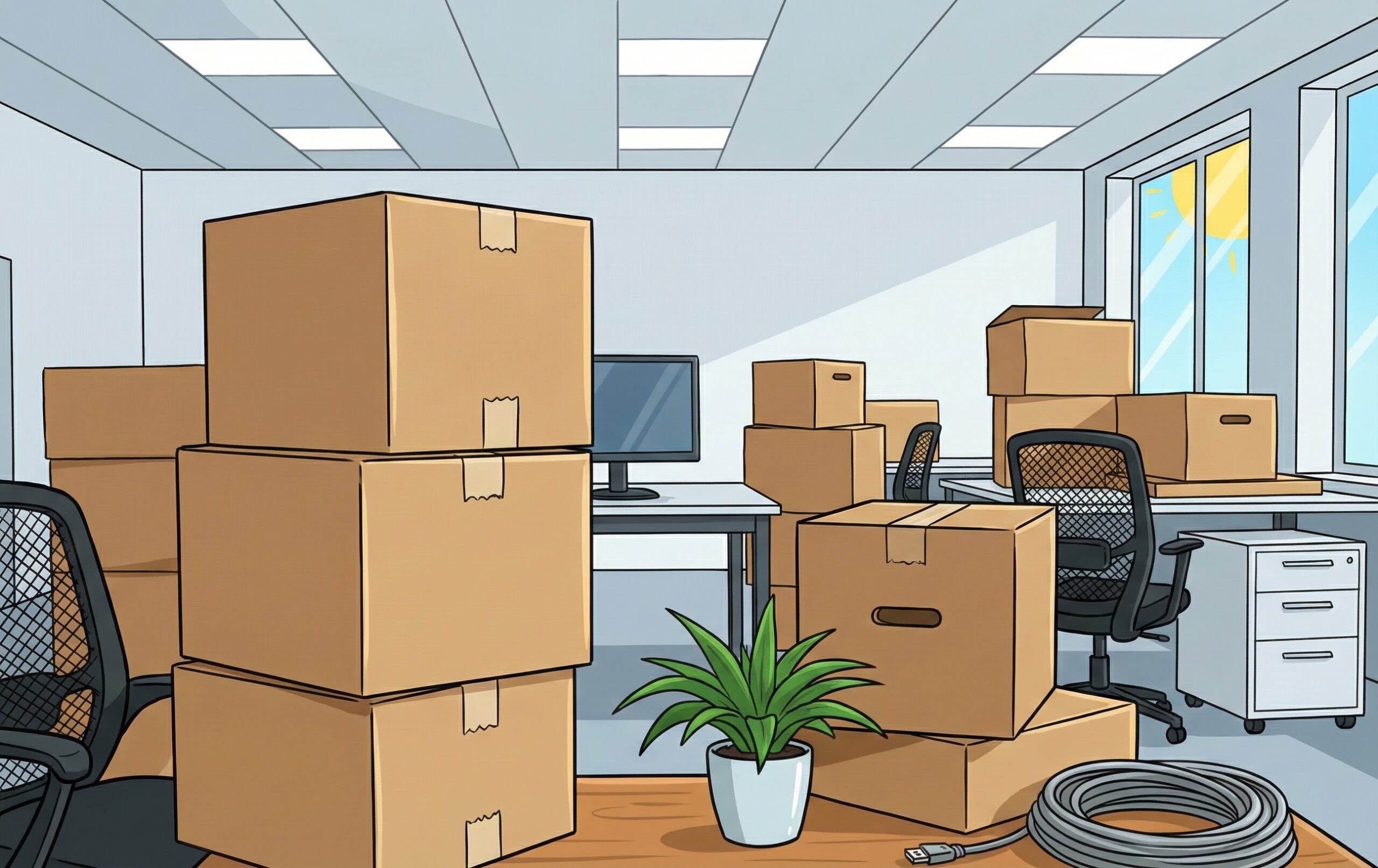 A professional infographic titled "Gallery" showing a BMG team member in a dark blue polo shirt pointing to a diverse wall display of framed photos featuring successful office relocations, server room setups, and collaborative team environments in modern office settings.