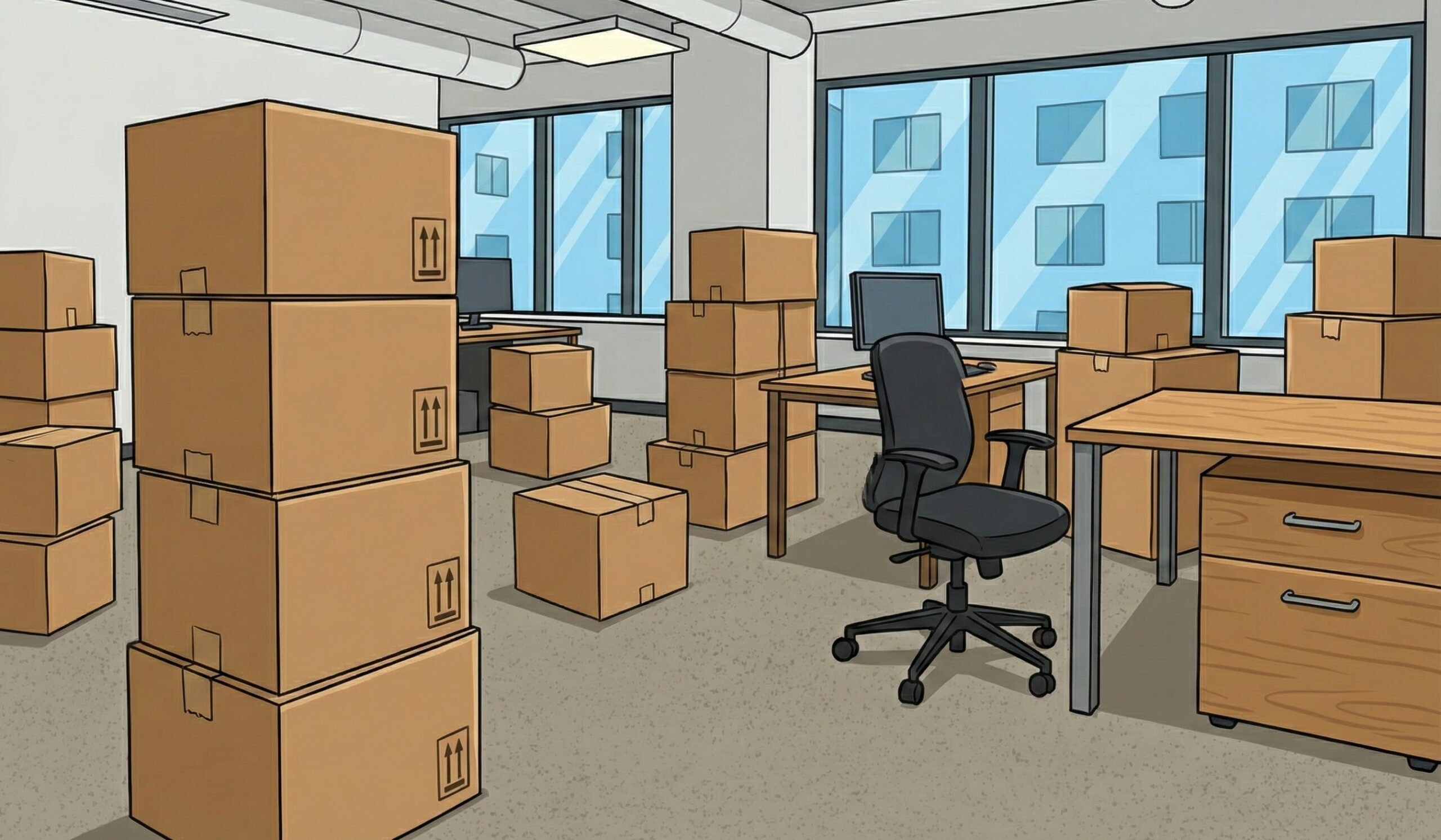 BMG project managers presenting a relocation timeline and architectural floor plans to a professional client team.